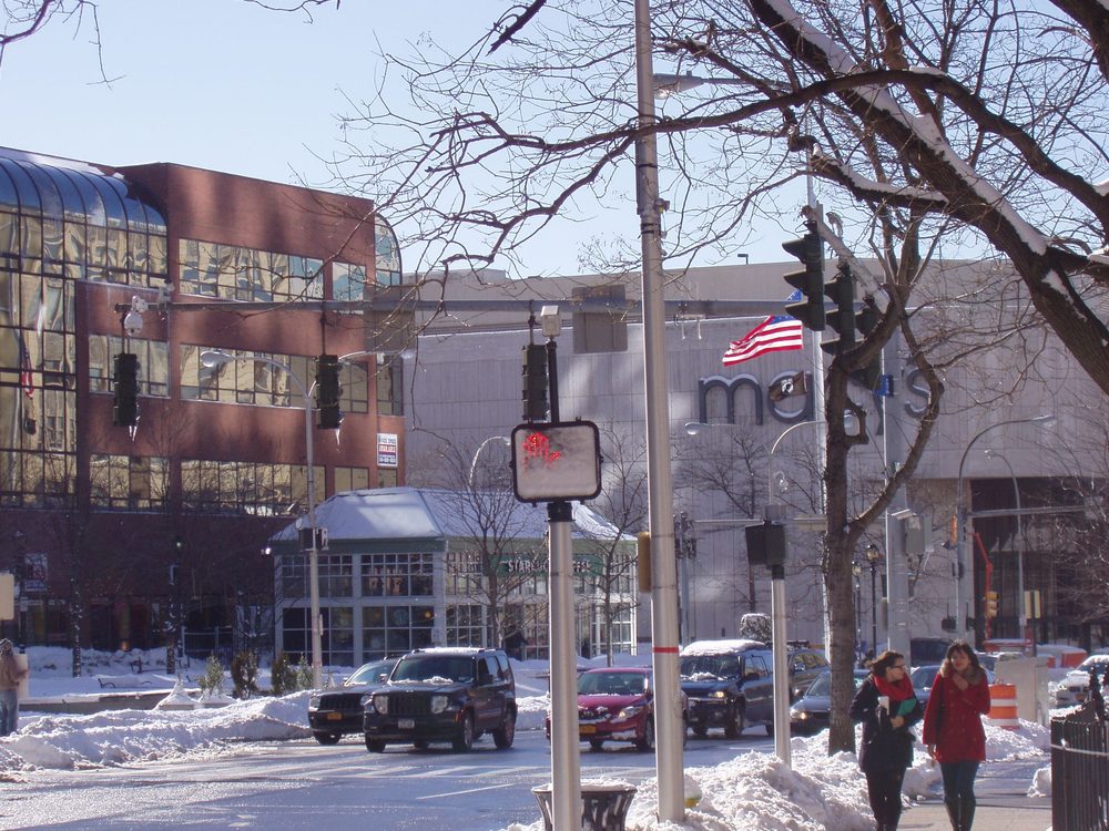 White Plains street scene near the office area