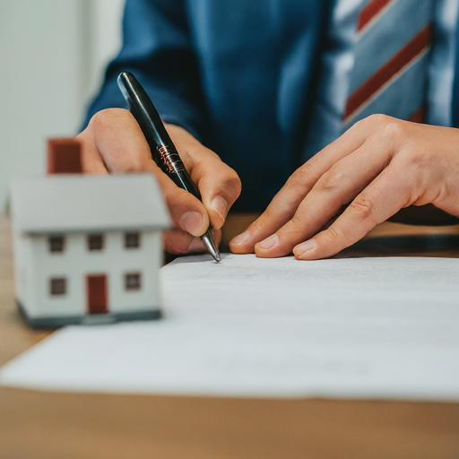 Real estate document signing with a small model house